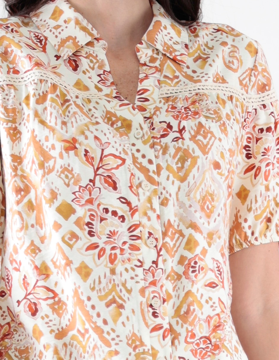 Blusa camisera manga corta para mujer 4