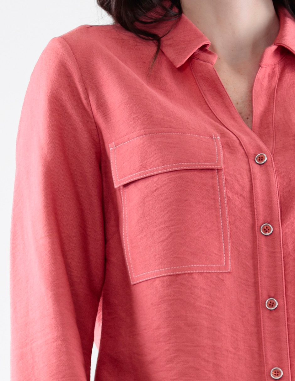 Blusa camisera manga larga para mujer 4