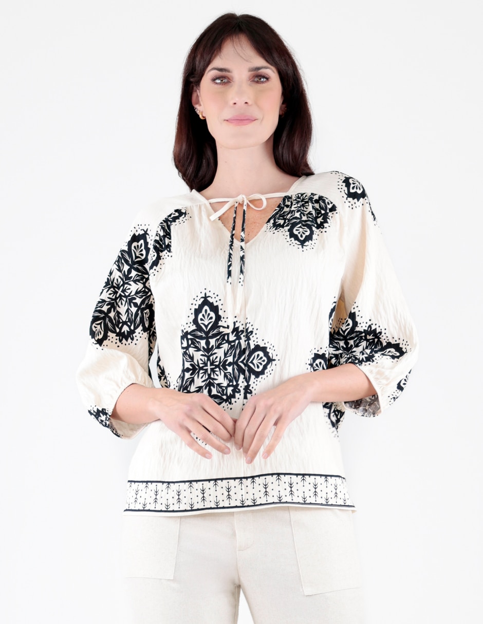 Blusa manga al codo para mujer