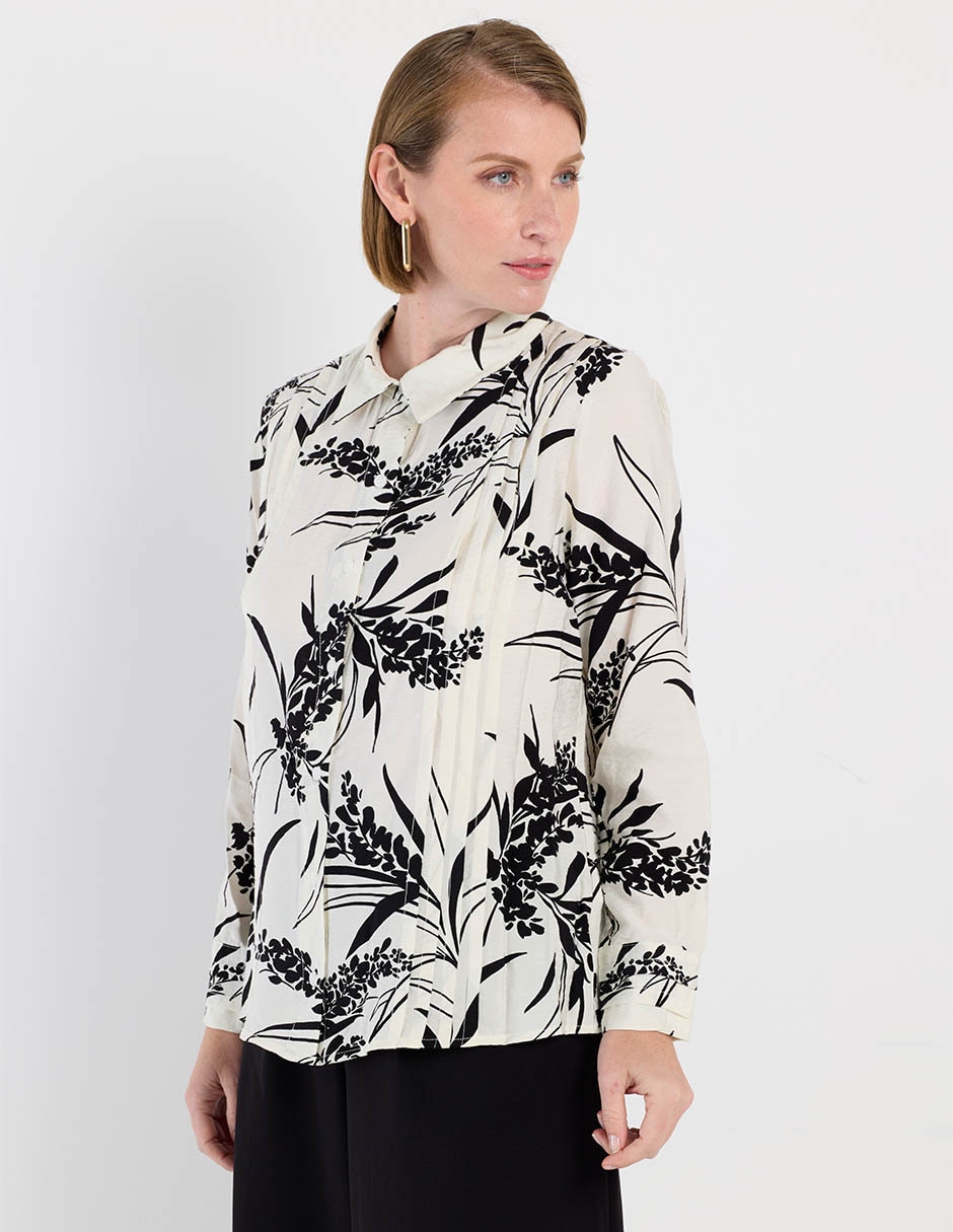 Blusa camisera manga larga para mujer