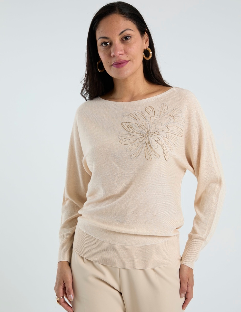 Suéter cuello ojal para mujer