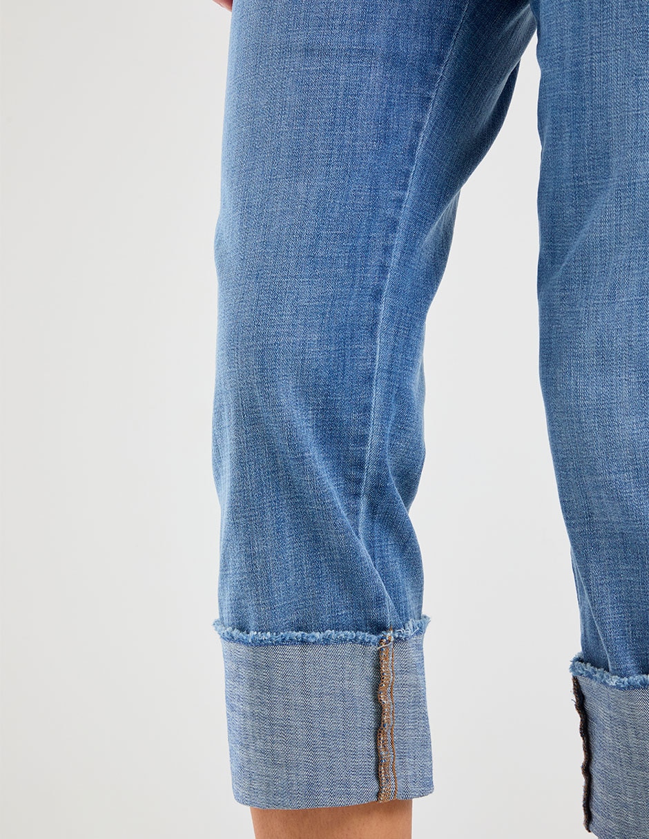 Jeans capri straight cintura baja para mujer 5