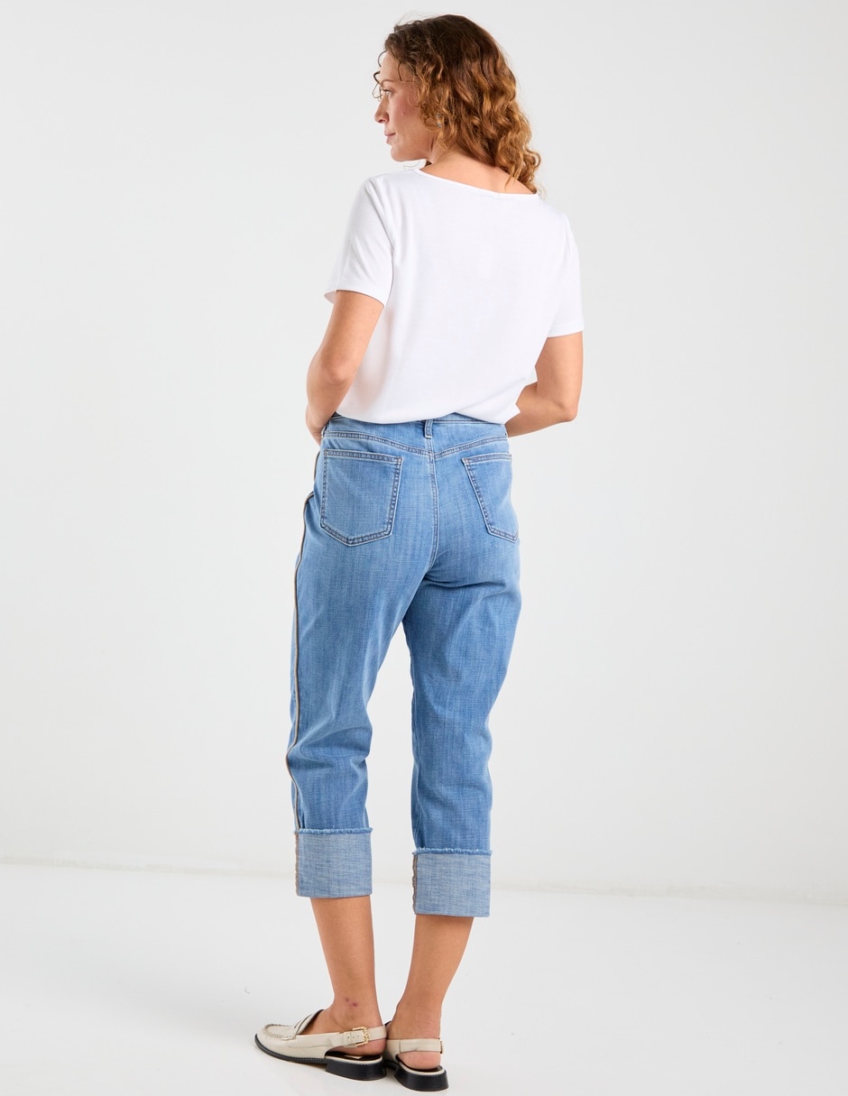 Jeans capri straight cintura baja para mujer 6