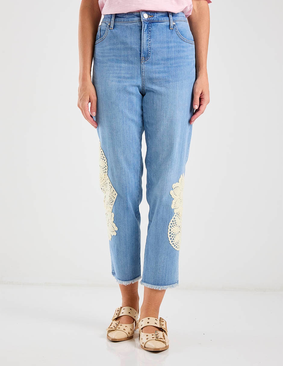 Jeans capri straight cintura media para mujer