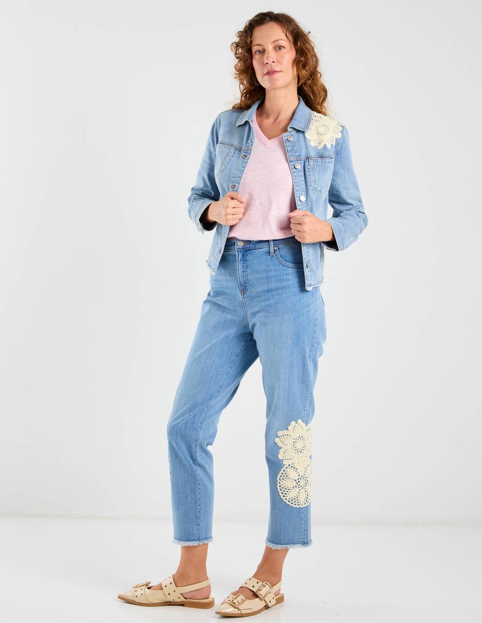 Jeans capri straight cintura media para mujer 3