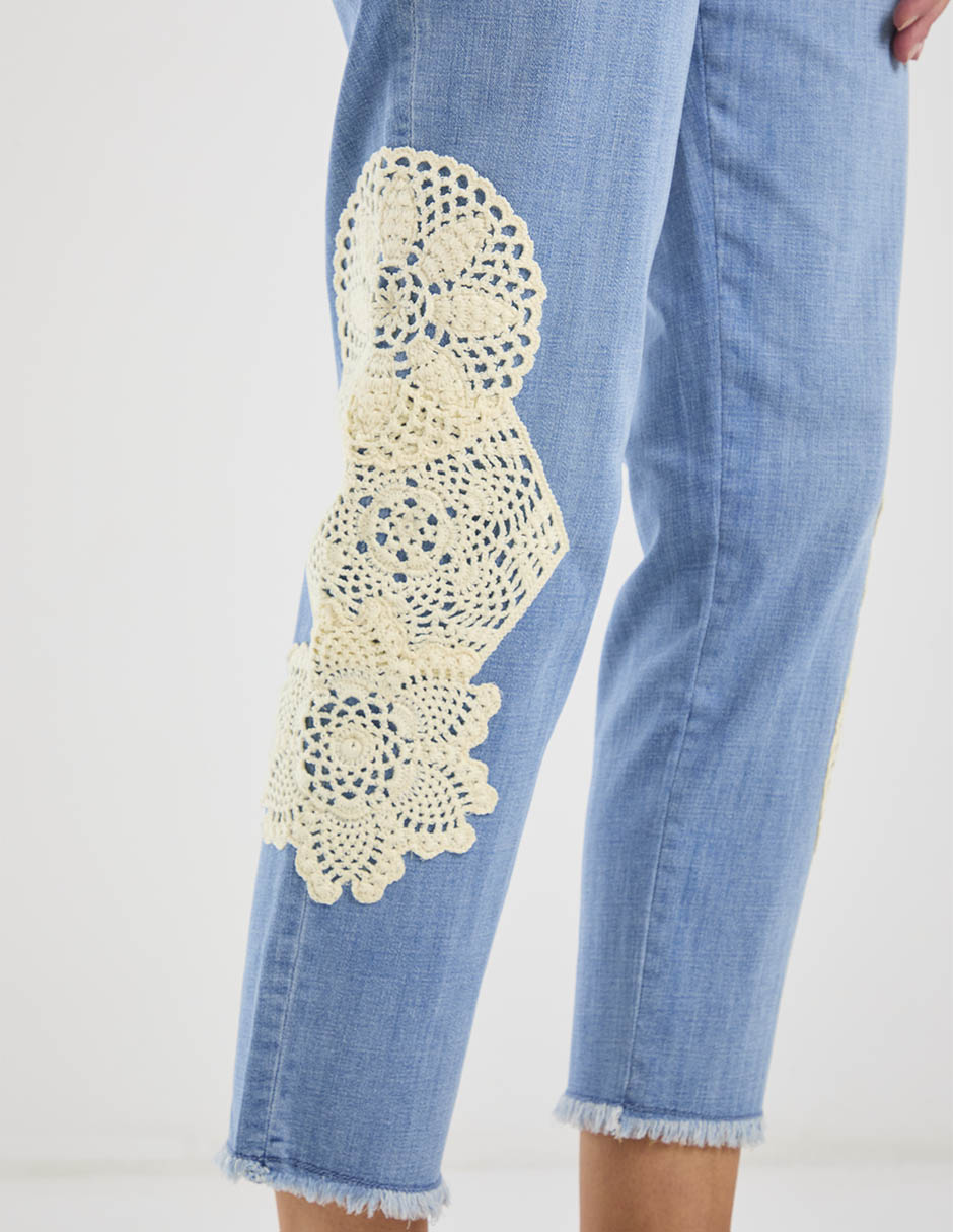 Jeans capri straight cintura media para mujer 5