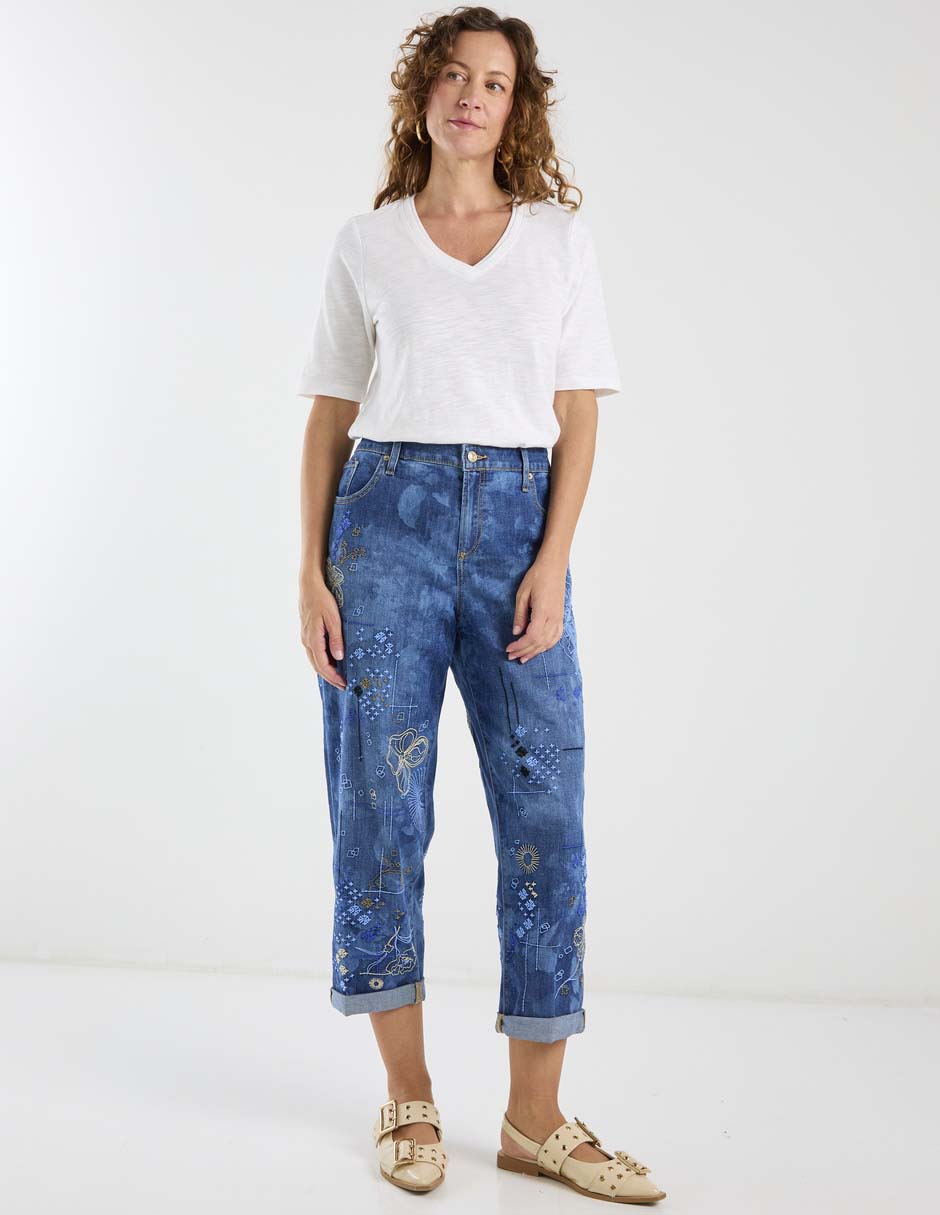 Jeans relaxed boyfriend cintura baja para mujer 3