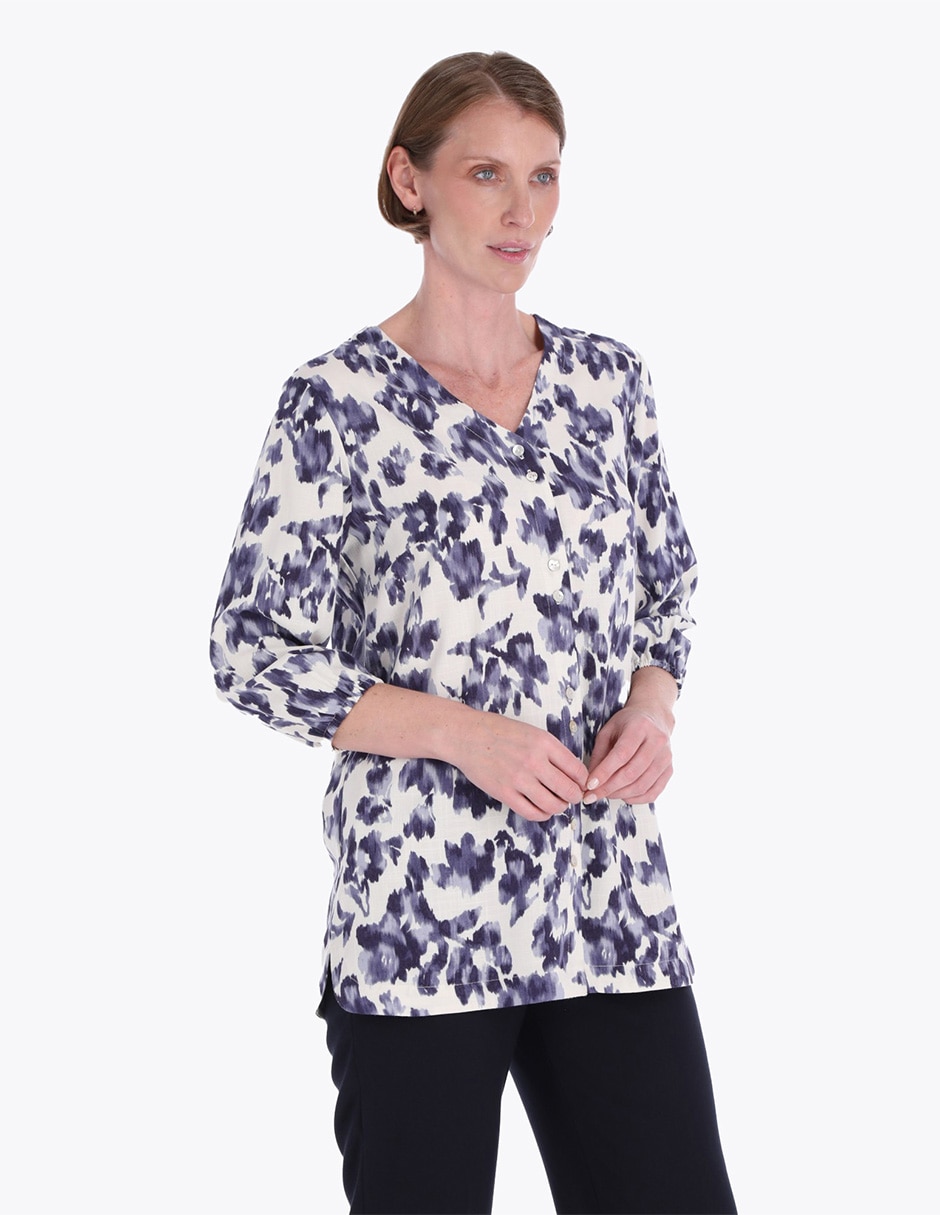 Blusa camisera manga 3/4 para mujer