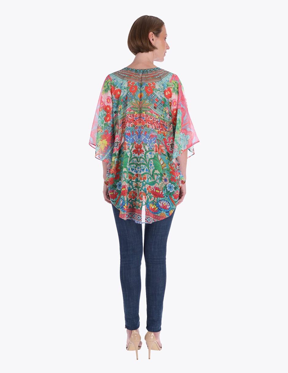 Blusa túnica manga al codo para mujer 2