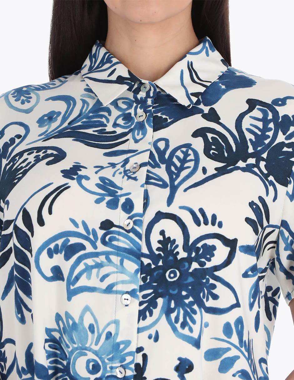 Blusa camisera manga corta para mujer 4