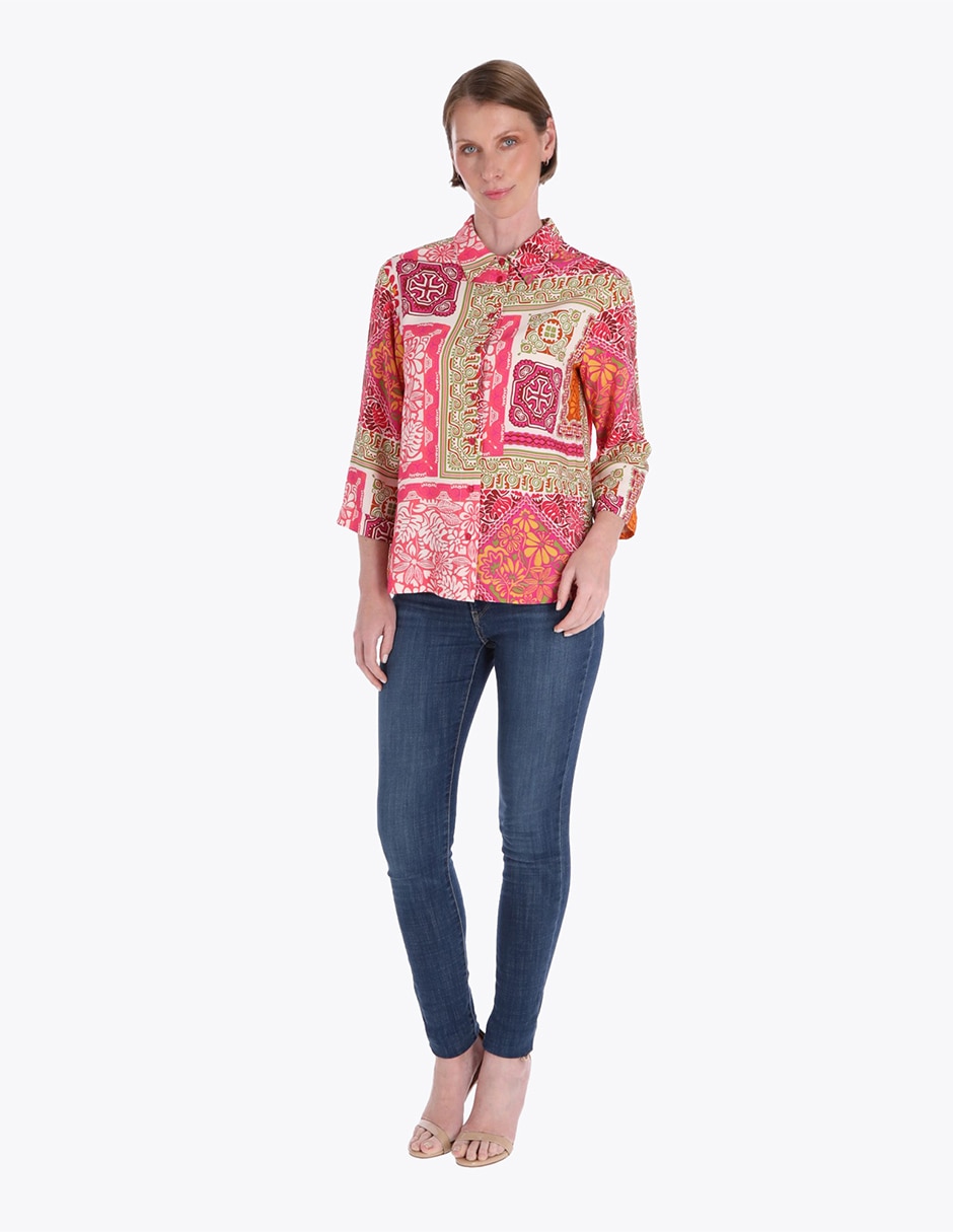 Blusa camisera manga 3/4 para mujer 3