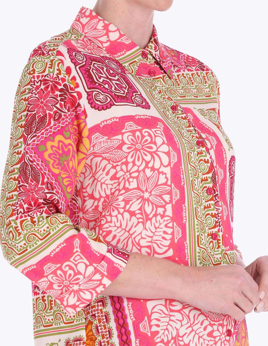 Blusa camisera manga 3/4 para mujer 4