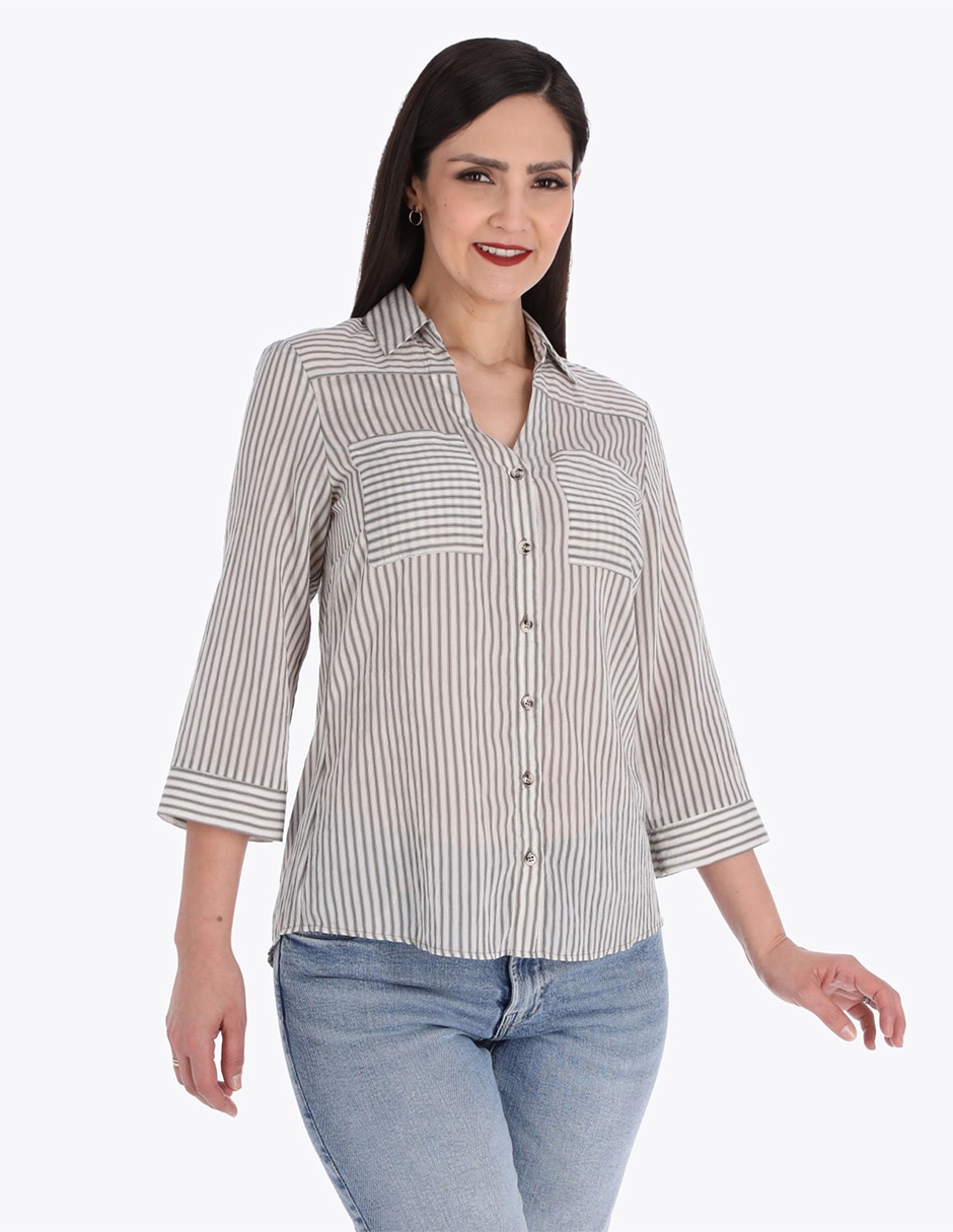 Blusa camisera manga 3/4 para mujer
