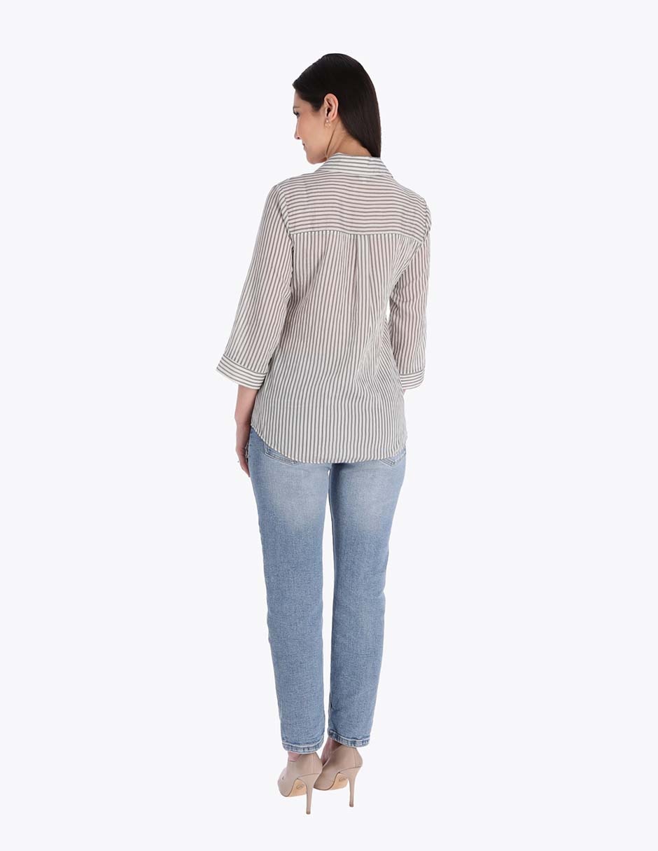 Blusa camisera manga 3/4 para mujer 2