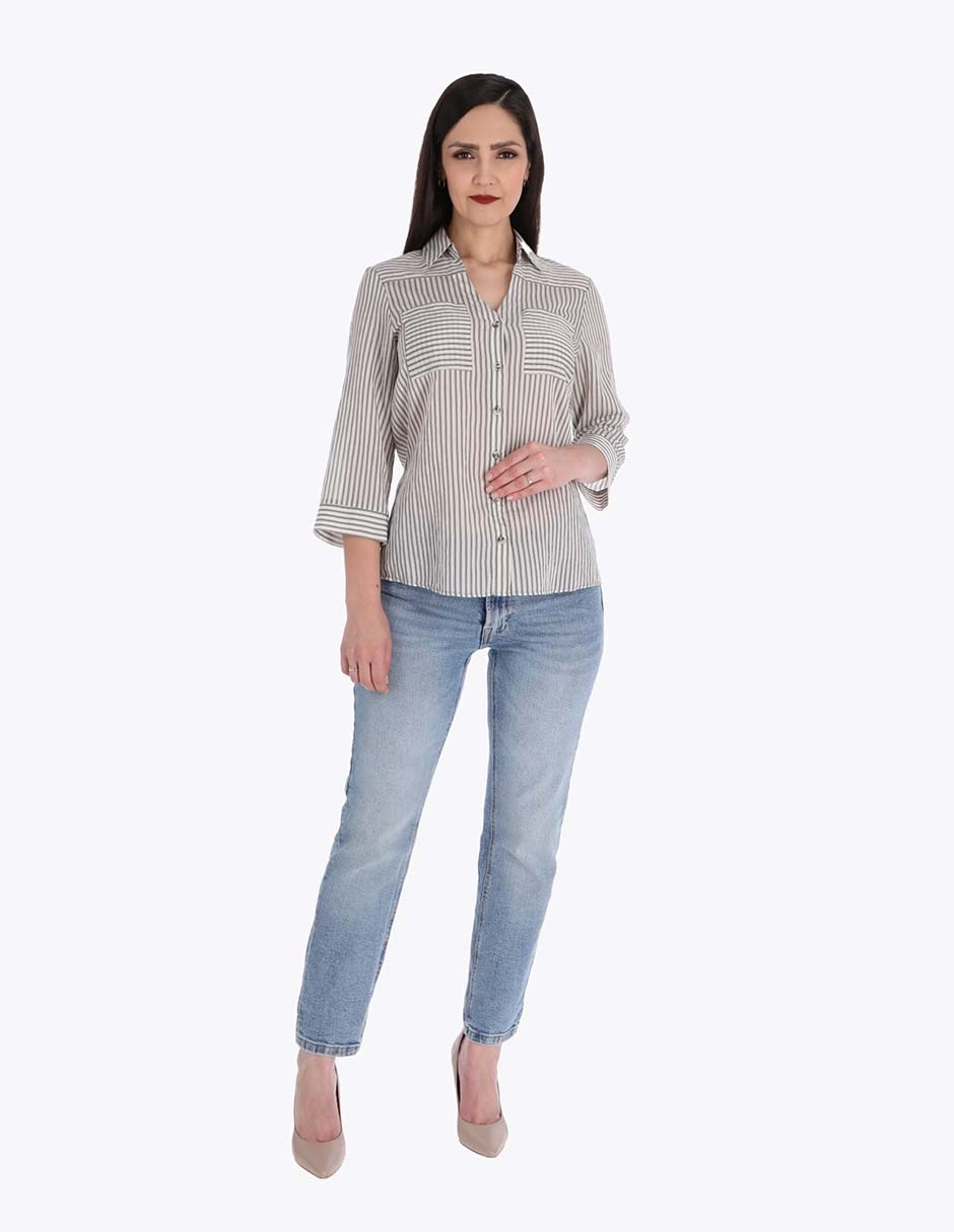 Blusa camisera manga 3/4 para mujer 3