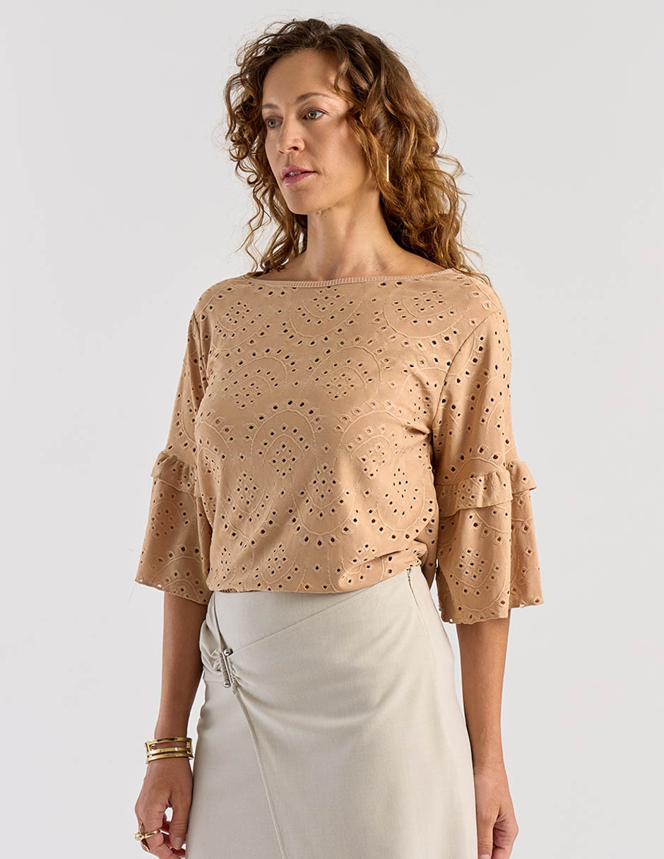 Blusa manga al codo para mujer