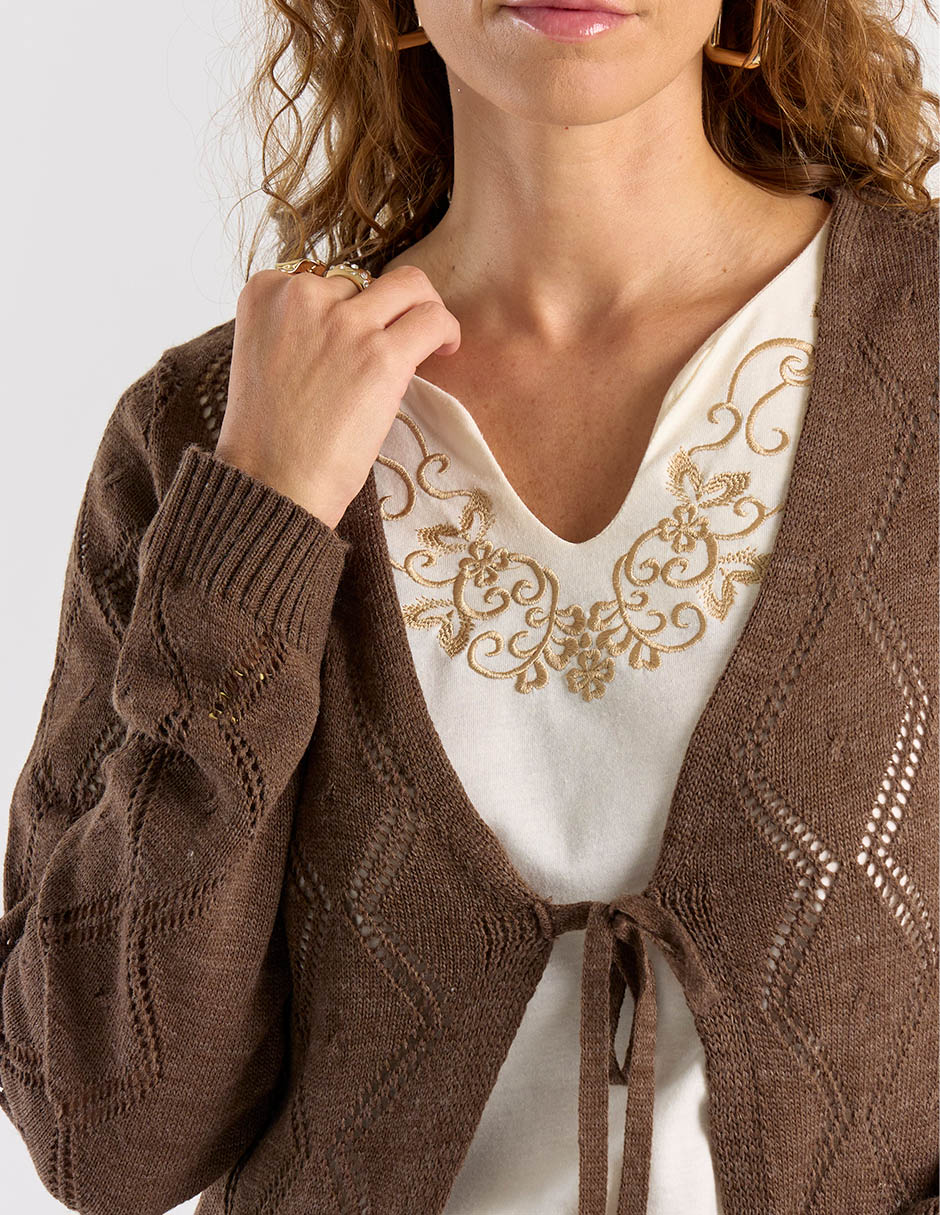 Suéter cuello V para mujer 4