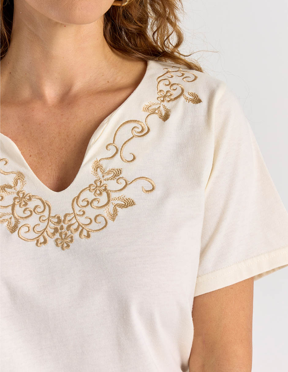 Playera manga corta cuello V para mujer 5