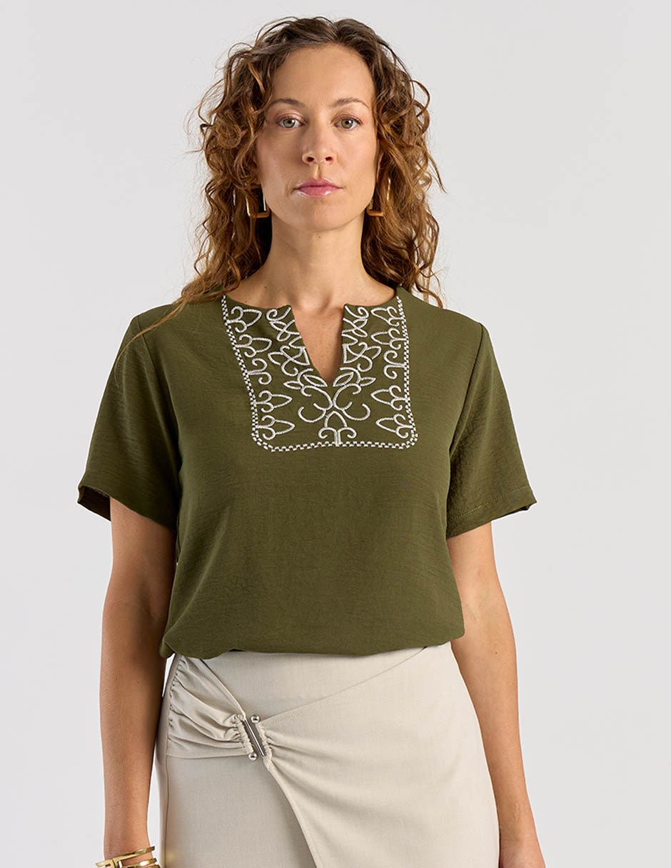 Blusa manga corta para mujer