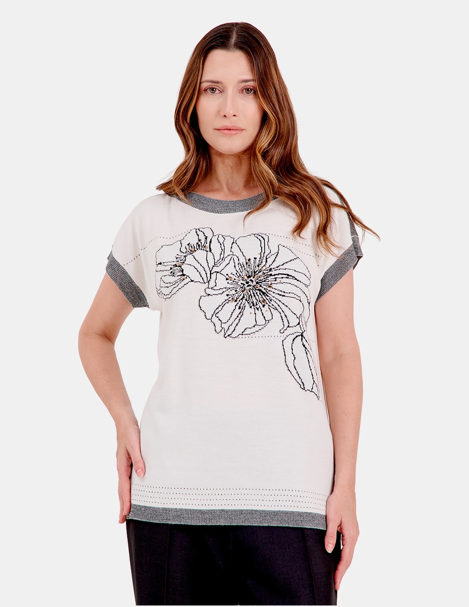 Blusa túnica manga corta para mujer