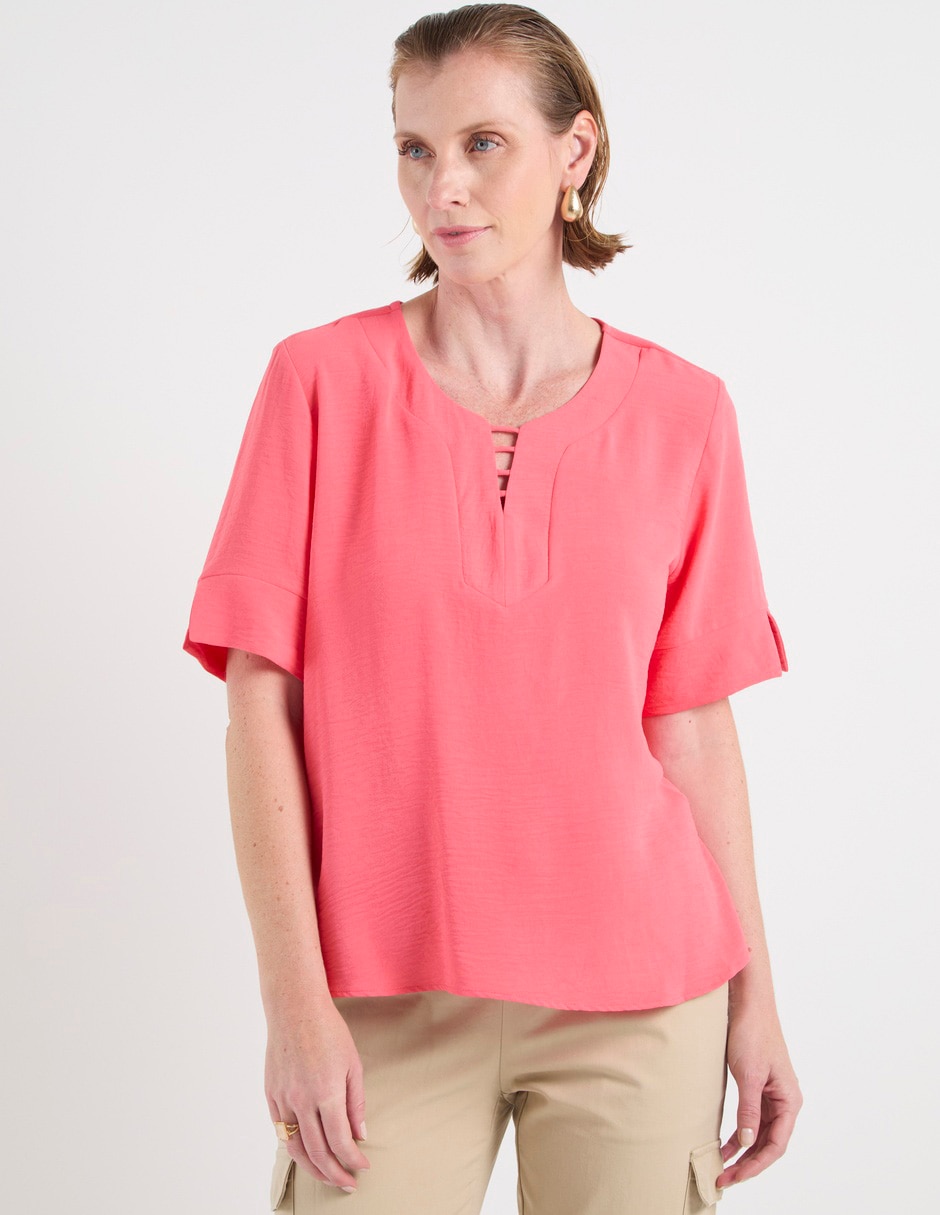 Blusa manga al codo para mujer