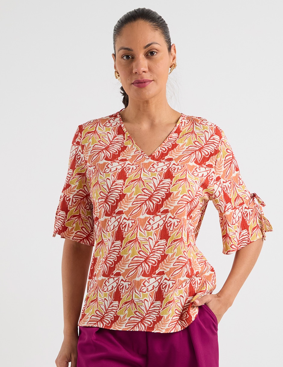 Blusa manga al codo para mujer
