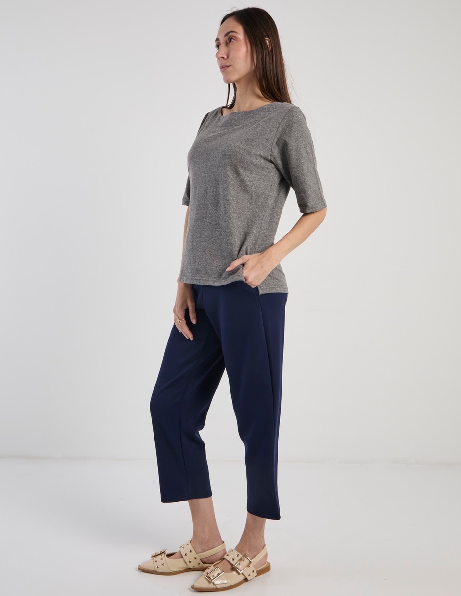 Playera manga al codo cuello redondo para mujer 3