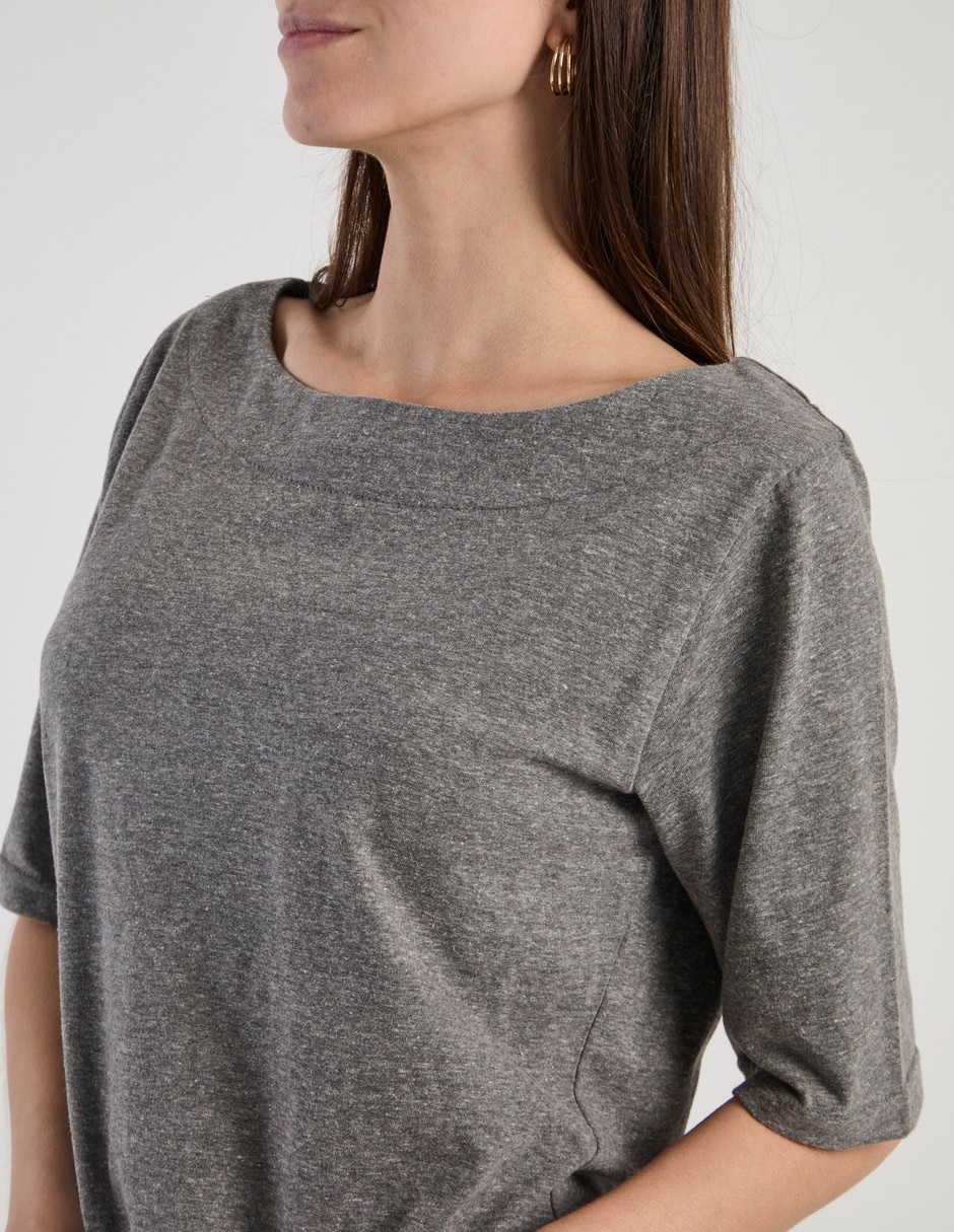 Playera manga al codo cuello redondo para mujer 4