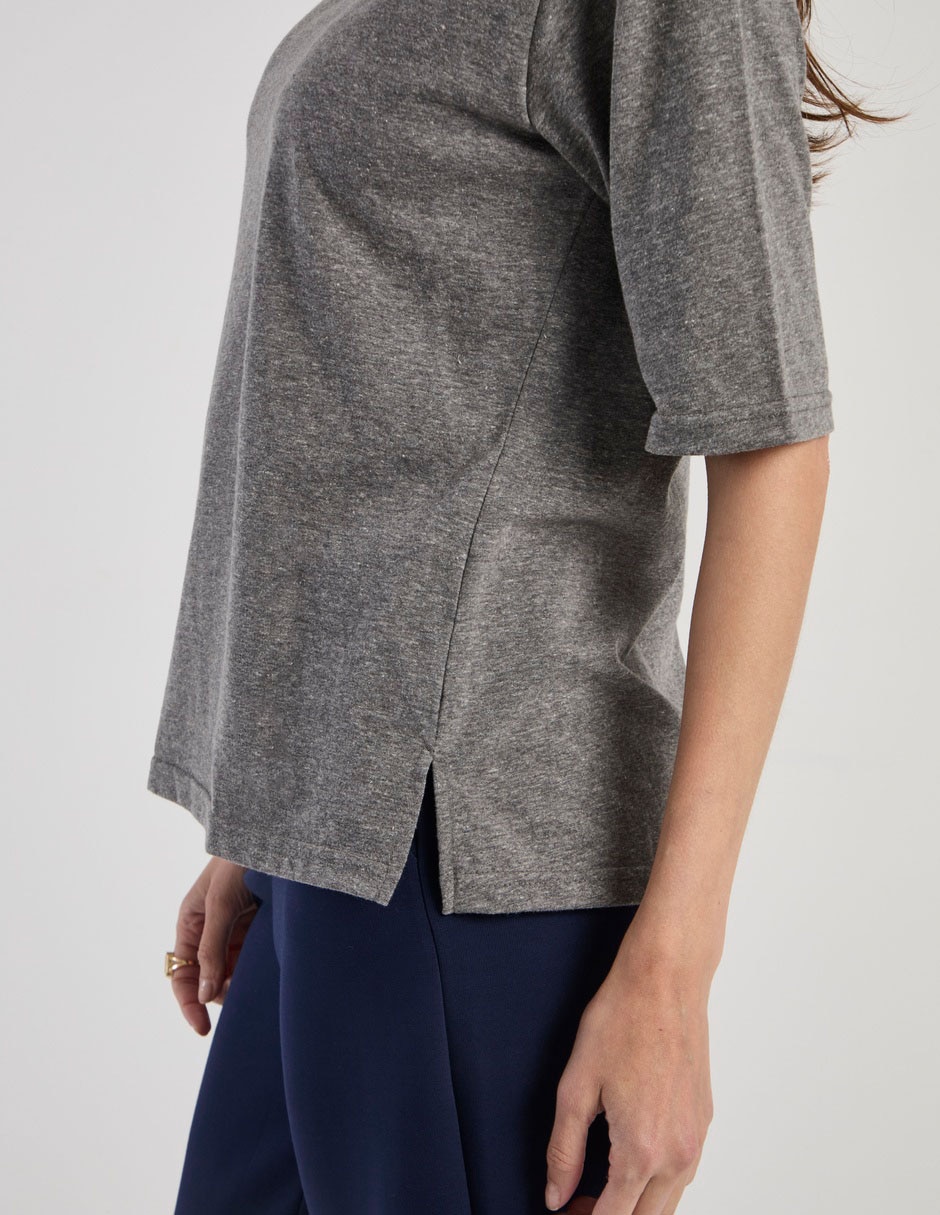 Playera manga al codo cuello redondo para mujer 5