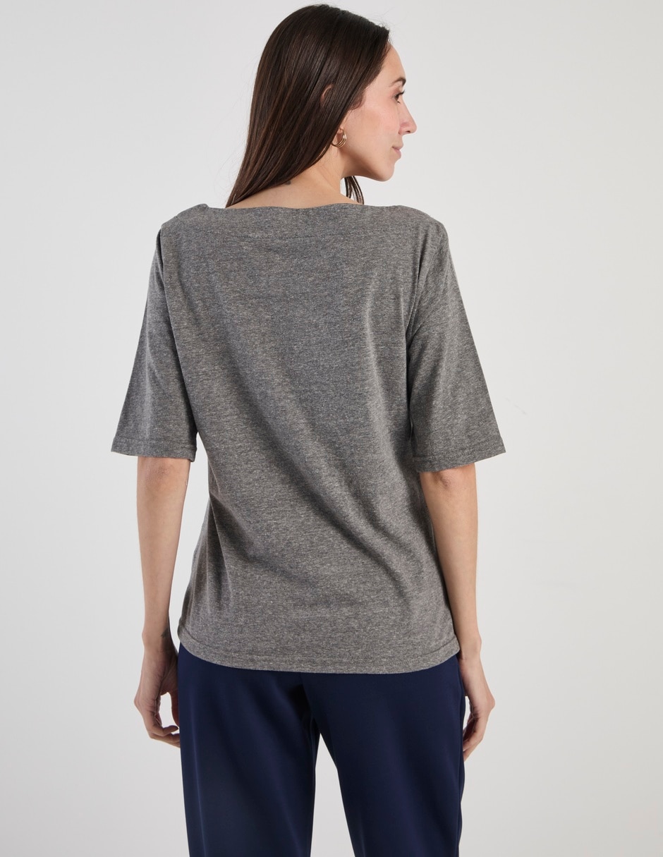 Playera manga al codo cuello redondo para mujer 6