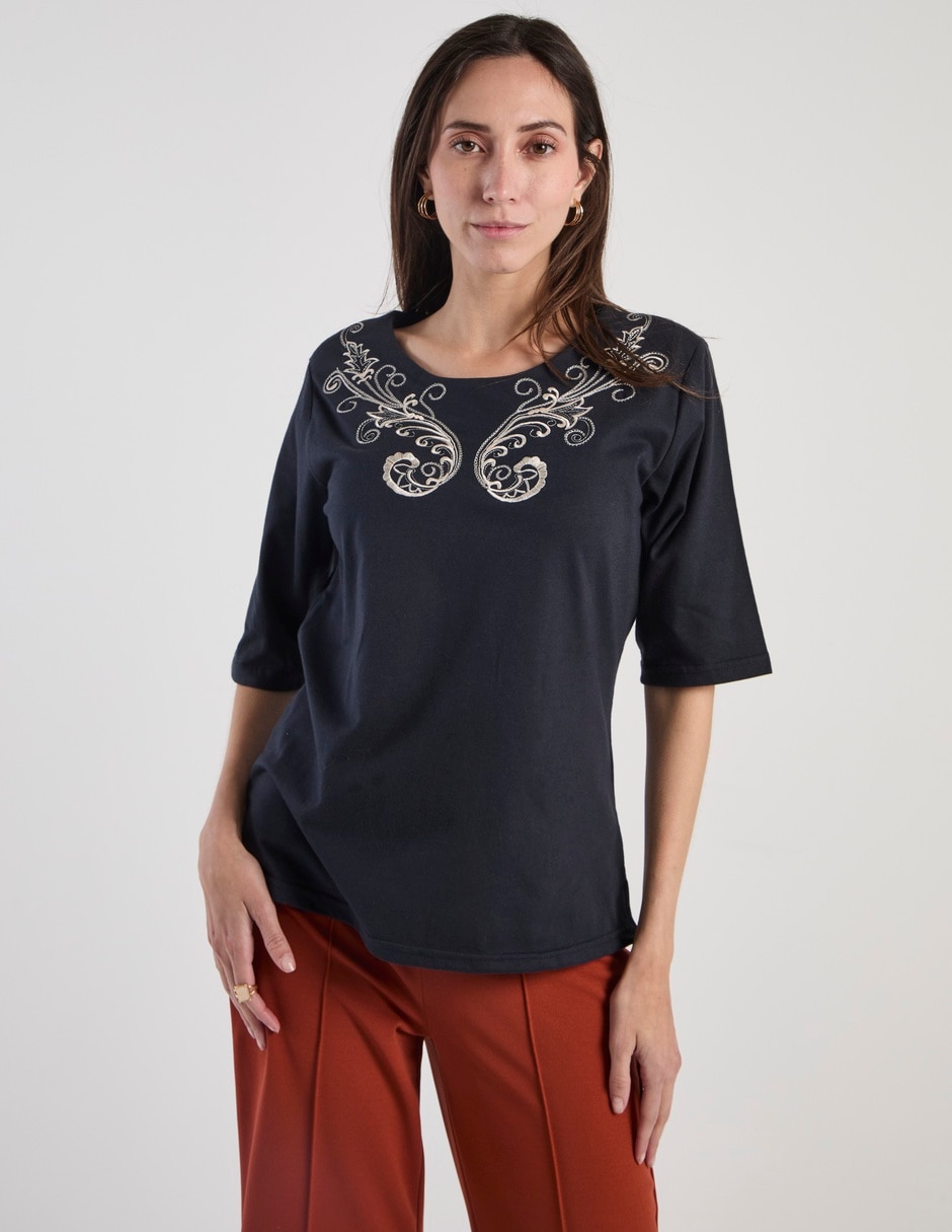 Blusa manga 3/4 cuello redondo para mujer 2