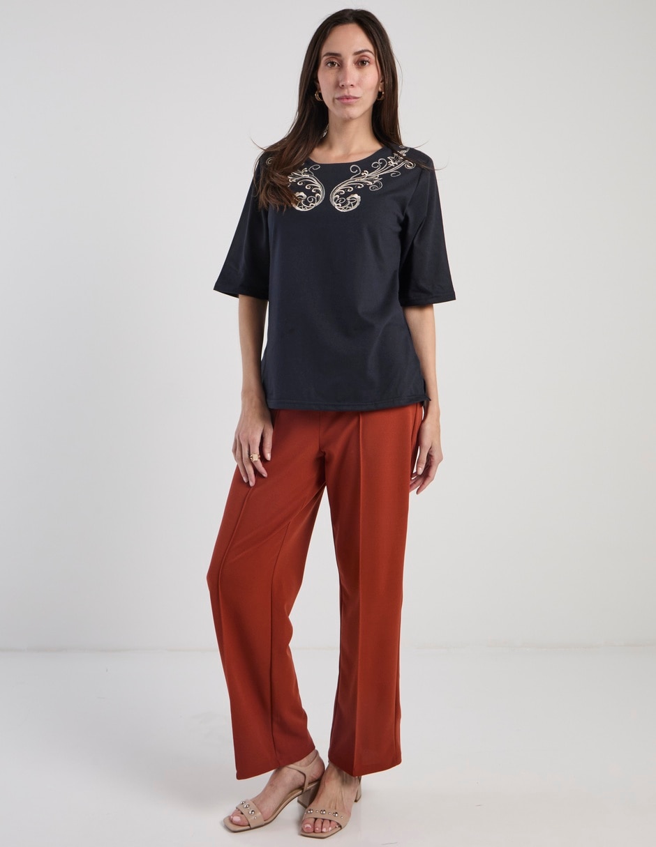 Blusa manga 3/4 cuello redondo para mujer 3