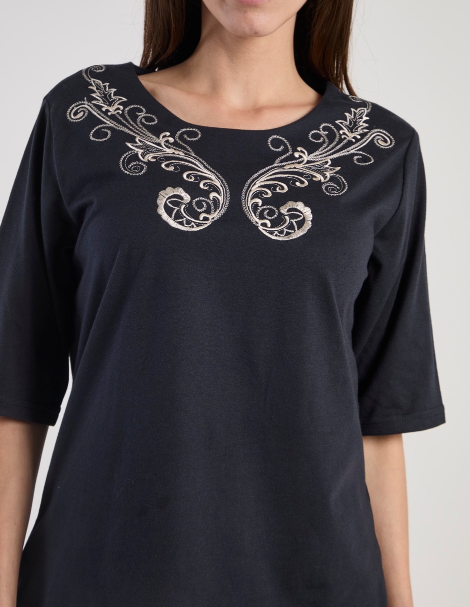 Blusa manga 3/4 cuello redondo para mujer 4