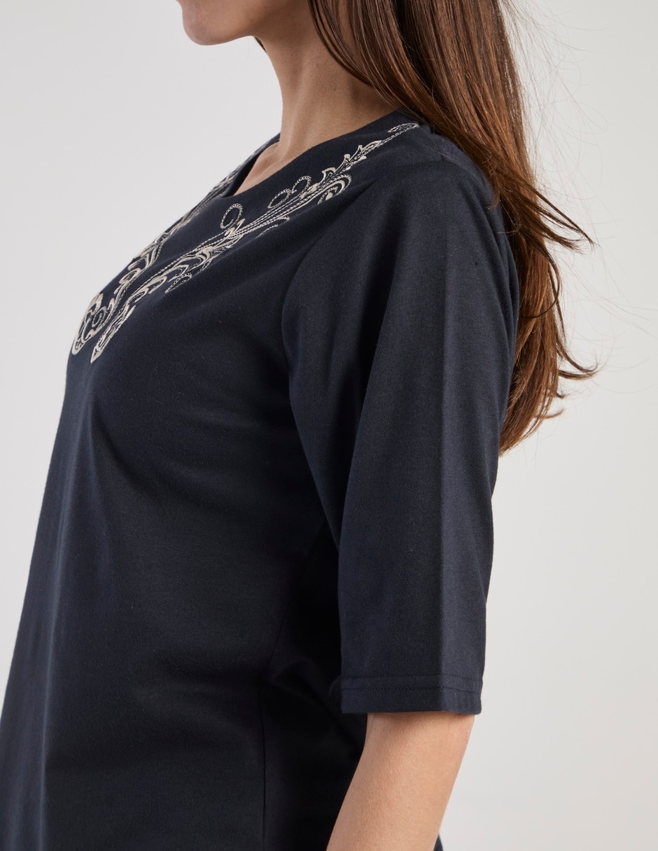 Blusa manga 3/4 cuello redondo para mujer 5
