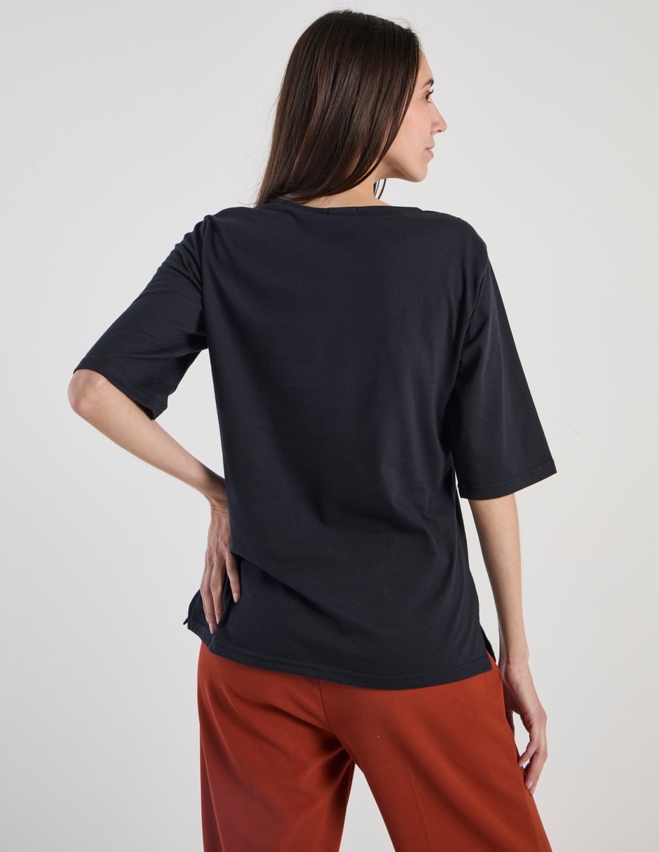 Blusa manga 3/4 cuello redondo para mujer 6