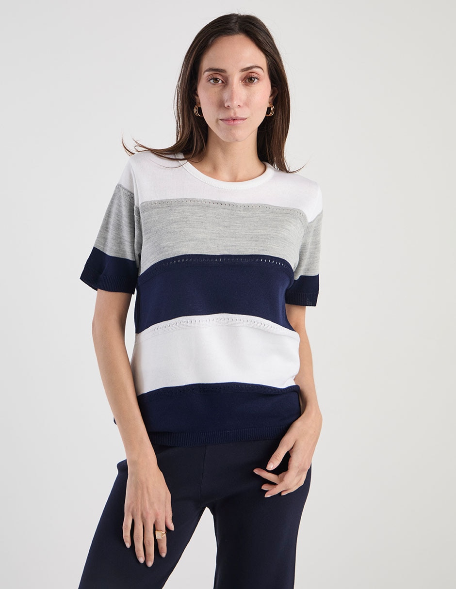 Playera manga corta cuello redondo para mujer