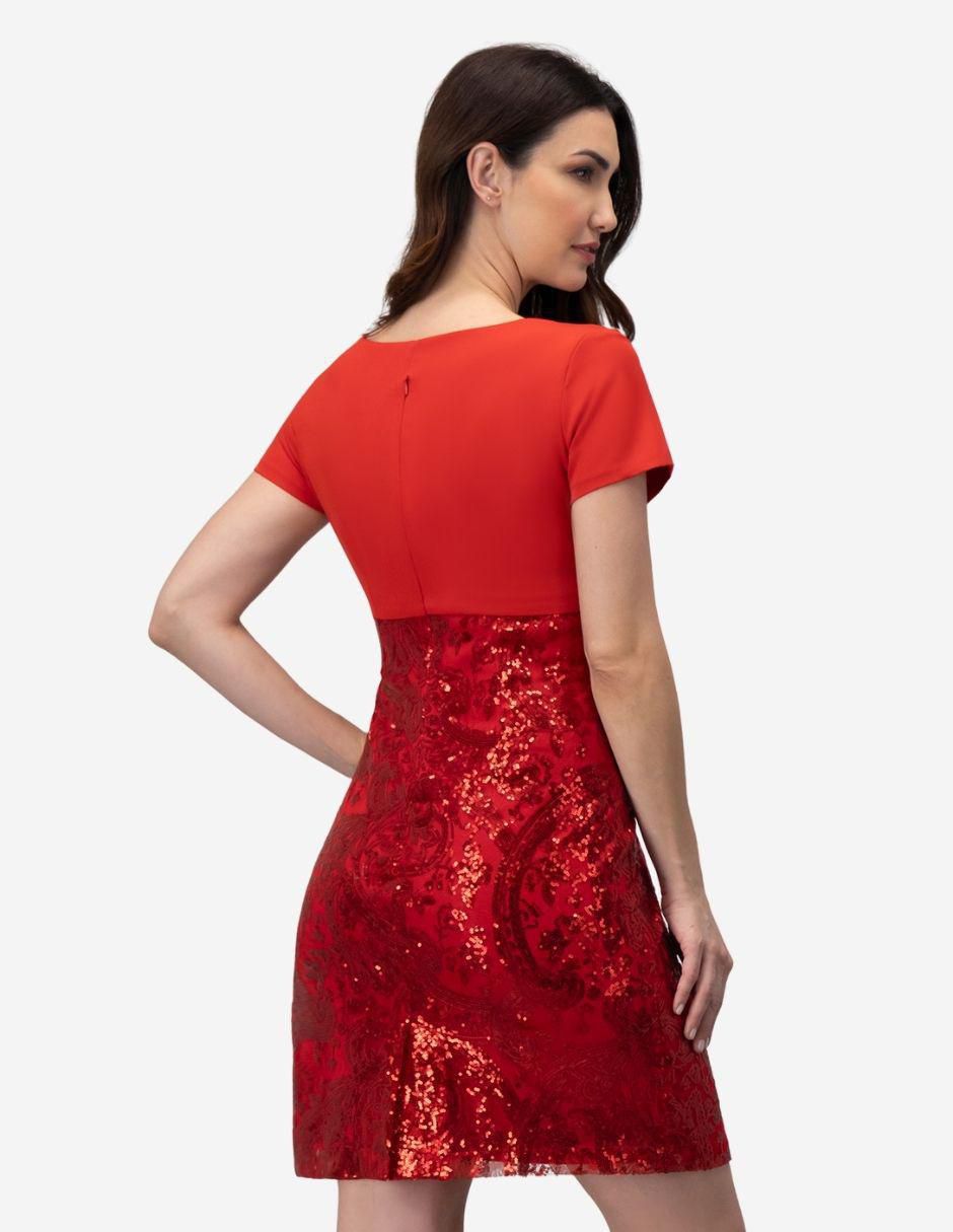 Vestido a la rodilla de fiesta escote redondo 4