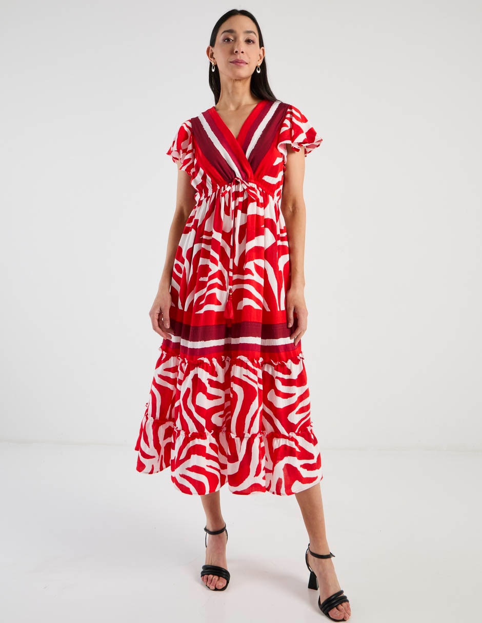 Vestido midi casual escote V