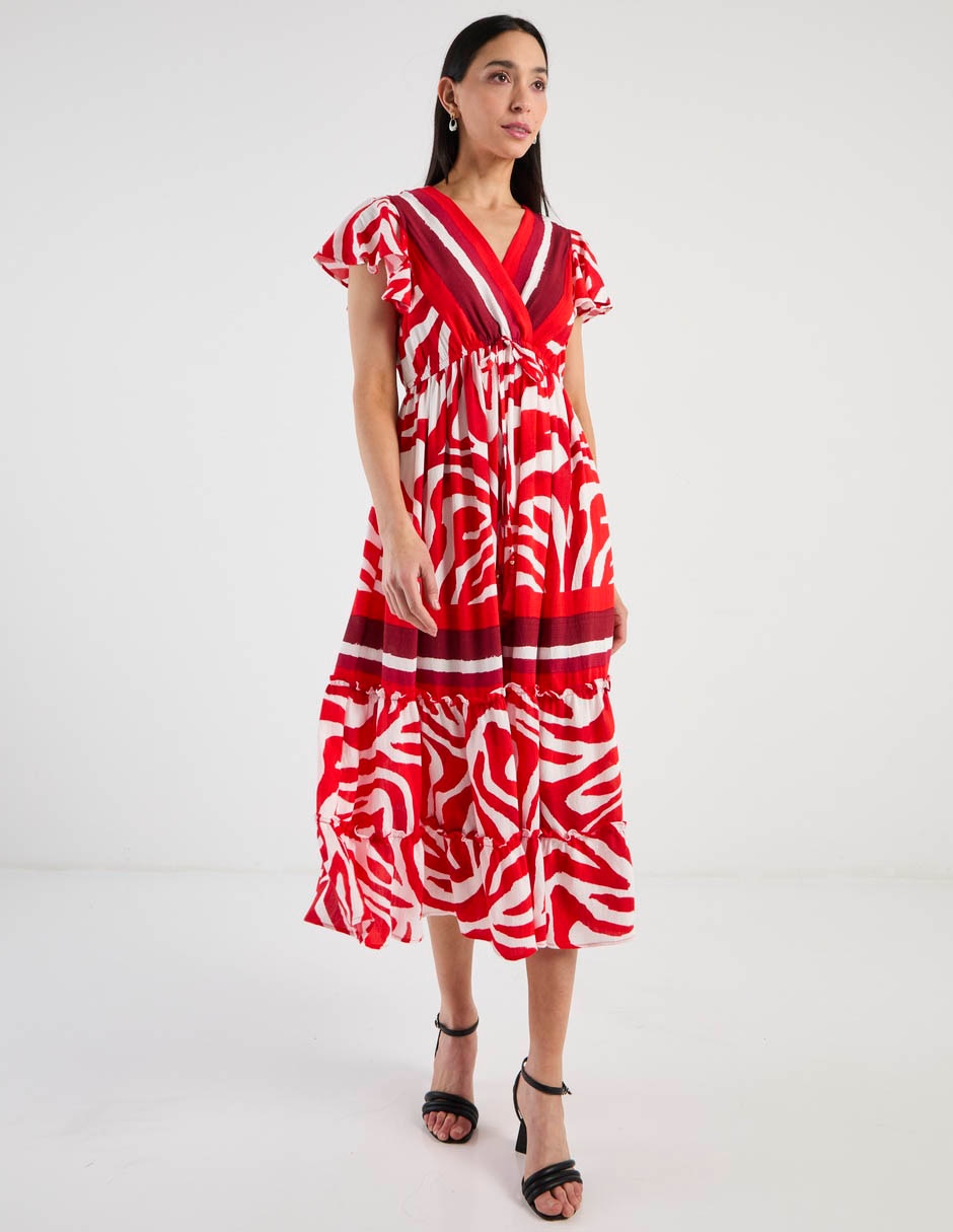 Vestido midi casual escote V 3