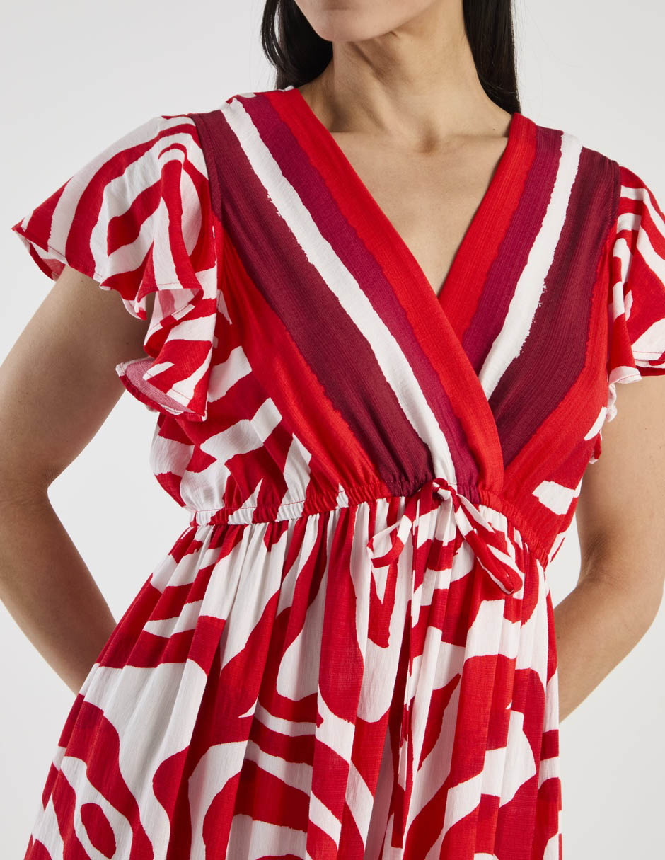 Vestido midi casual escote V 4