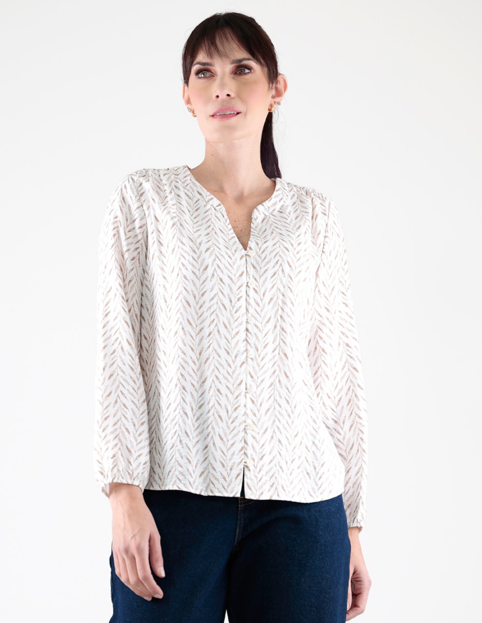 Blusa camisera manga larga para mujer