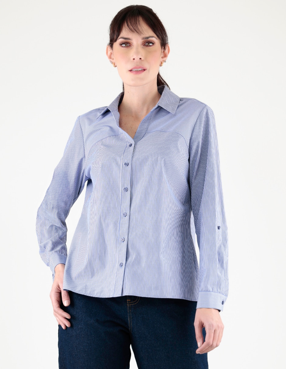 Blusa camisera manga larga para mujer