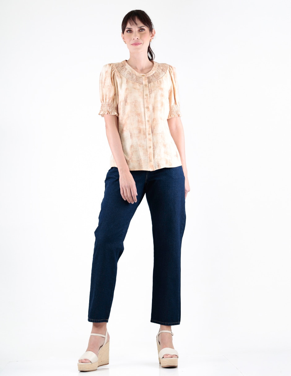 Blusa camisera manga corta para mujer 3