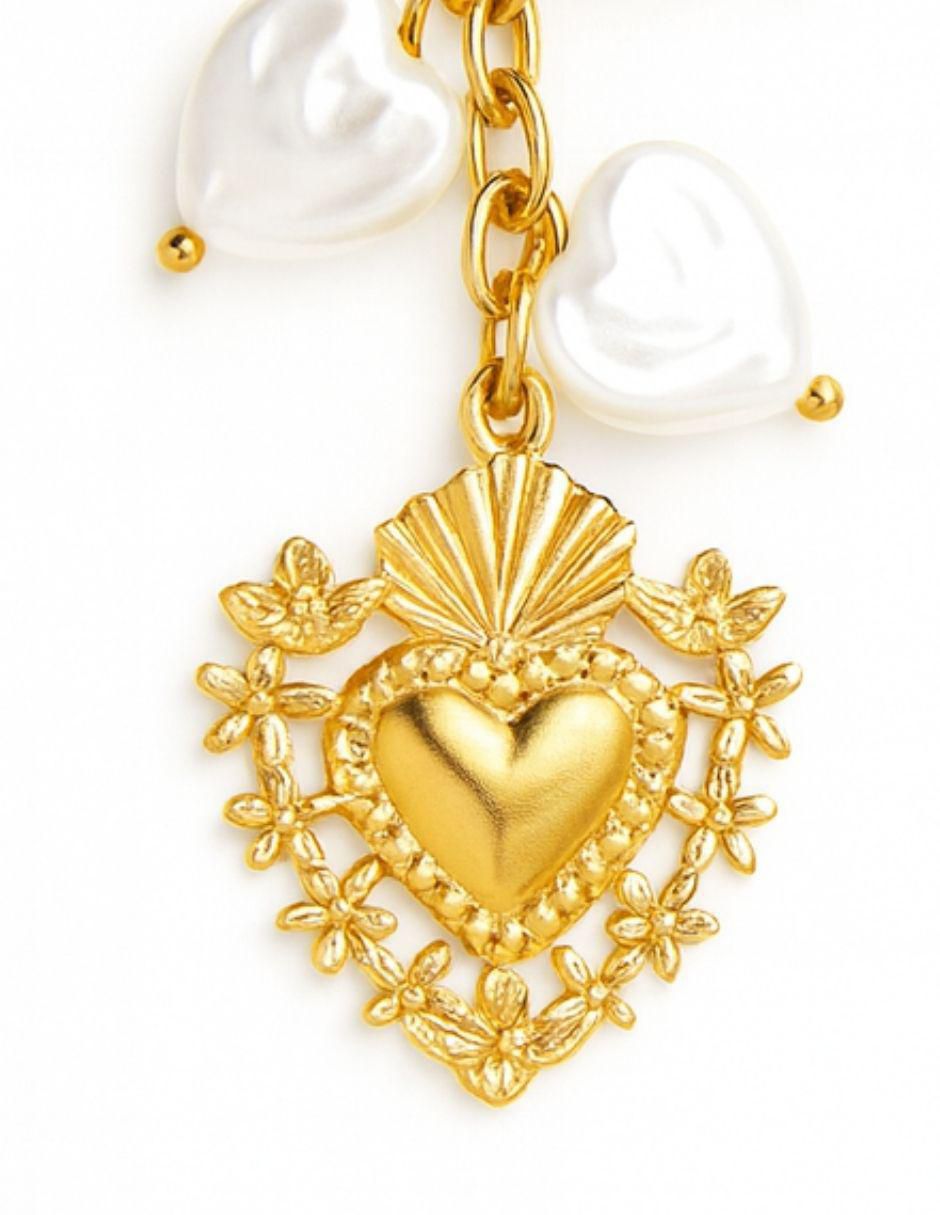 Aretes largos de corazón Milagritos con acabado brillante 3