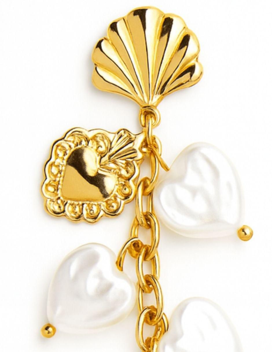 Aretes largos de corazón Milagritos con acabado brillante 4