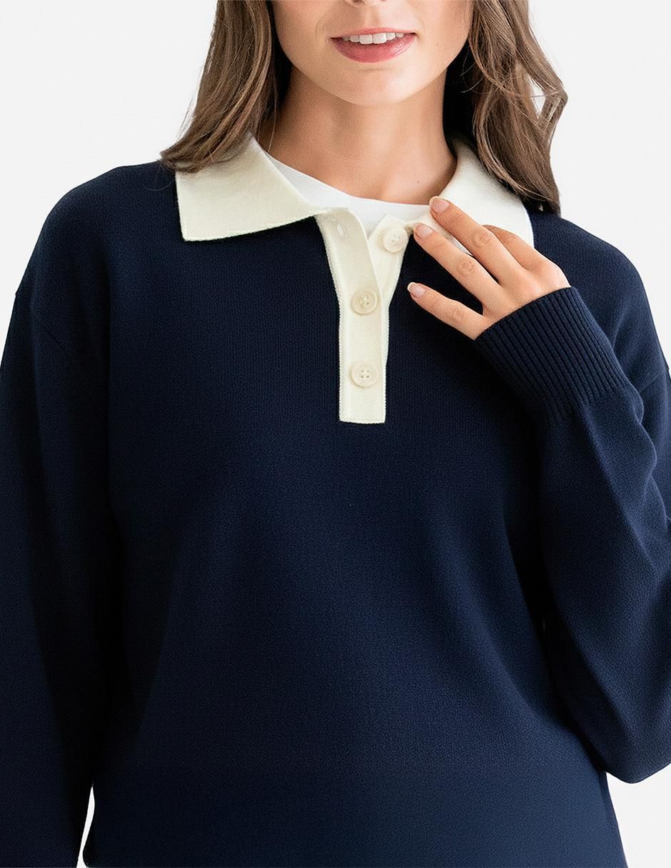 Suéter cuello polo para mujer 4