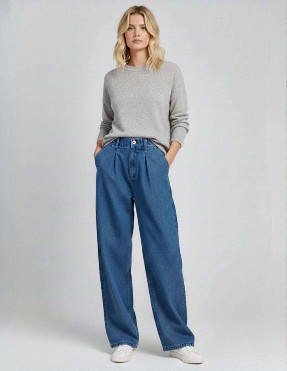 Jeans relaxed wide leg para mujer