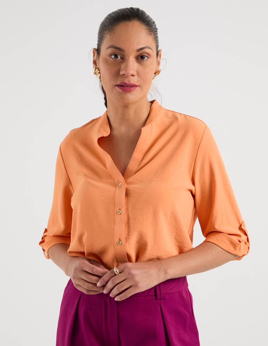 Blusa camisera manga 3/4 para mujer