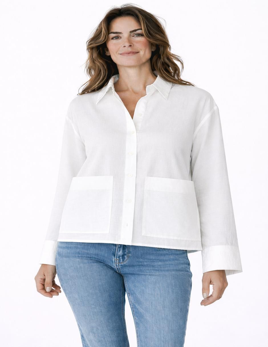 Blusa camisera manga larga para mujer