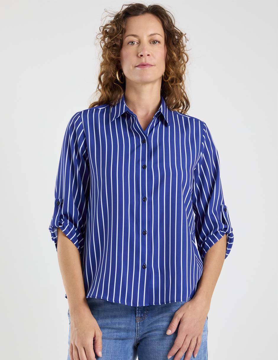 Blusa camisera manga 3/4 para mujer